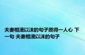 夫妻相濡以沫的句子愿得一人心 下一句 夫妻相濡以沫的句子