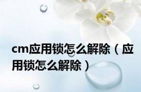 cm应用锁怎么解除（应用锁怎么解除）
