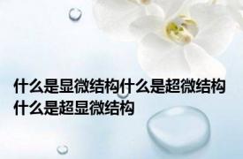什么是显微结构什么是超微结构 什么是超显微结构