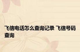 飞信电话怎么查询记录 飞信号码查询 