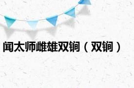 闻太师雌雄双锏（双锏）