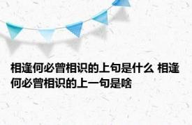相逢何必曾相识的上句是什么 相逢何必曾相识的上一句是啥