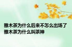 雅木茶为什么后来不怎么出场了 雅木茶为什么叫茶神