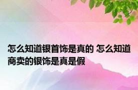 怎么知道银首饰是真的 怎么知道商卖的银饰是真是假