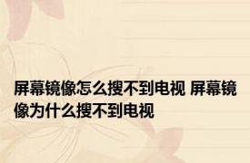 屏幕镜像怎么搜不到电视 屏幕镜像为什么搜不到电视