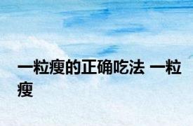 一粒瘦的正确吃法 一粒瘦 