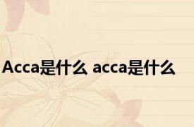 Acca是什么 acca是什么