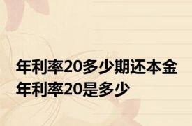 年利率20多少期还本金 年利率20是多少
