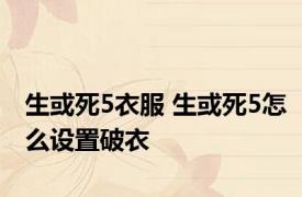 生或死5衣服 生或死5怎么设置破衣