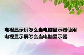 电视显示屏怎么当电脑显示器使用 电视显示屏怎么当电脑显示器