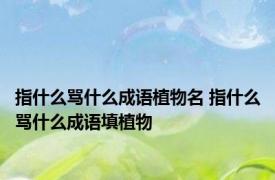 指什么骂什么成语植物名 指什么骂什么成语填植物
