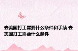 去美国打工需要什么条件和手续 去美国打工需要什么条件