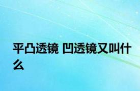 平凸透镜 凹透镜又叫什么