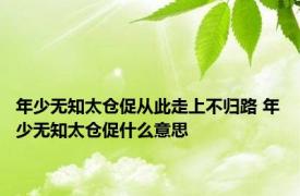 年少无知太仓促从此走上不归路 年少无知太仓促什么意思