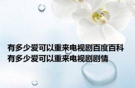 有多少爱可以重来电视剧百度百科 有多少爱可以重来电视剧剧情