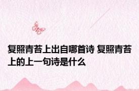 复照青苔上出自哪首诗 复照青苔上的上一句诗是什么
