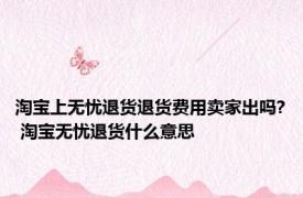 淘宝上无忧退货退货费用卖家出吗? 淘宝无忧退货什么意思