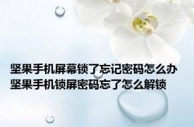 坚果手机屏幕锁了忘记密码怎么办 坚果手机锁屏密码忘了怎么解锁