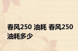 春风250 油耗 春风250油耗多少