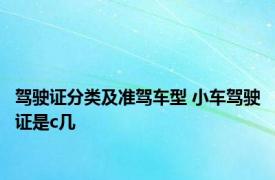 驾驶证分类及准驾车型 小车驾驶证是c几