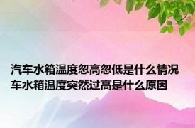 汽车水箱温度忽高忽低是什么情况 车水箱温度突然过高是什么原因