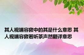其人视端容寂中的其是什么意思 其人视端容寂若听茶声然翻译意思