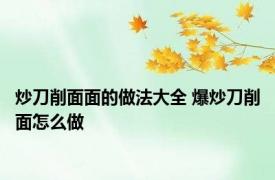 炒刀削面面的做法大全 爆炒刀削面怎么做