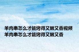 羊肉串怎么才能烤得又嫩又香视频 羊肉串怎么才能烤得又嫩又香