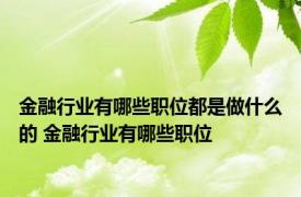 金融行业有哪些职位都是做什么的 金融行业有哪些职位
