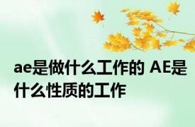 ae是做什么工作的 AE是什么性质的工作