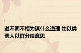 道不同不相为谋什么道理 物以类聚人以群分啥意思