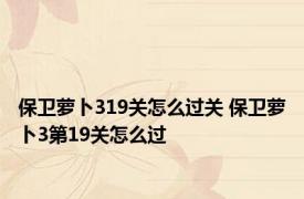 保卫萝卜319关怎么过关 保卫萝卜3第19关怎么过