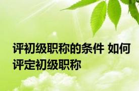 评初级职称的条件 如何评定初级职称