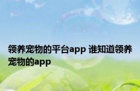 领养宠物的平台app 谁知道领养宠物的app