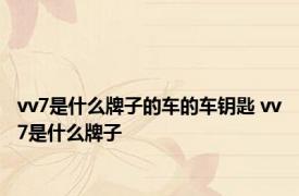 vv7是什么牌子的车的车钥匙 vv7是什么牌子