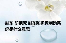 刹车 防抱死 刹车防抱死制动系统是什么意思