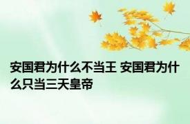 安国君为什么不当王 安国君为什么只当三天皇帝