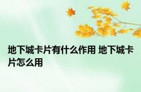 地下城卡片有什么作用 地下城卡片怎么用