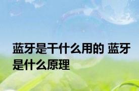 蓝牙是干什么用的 蓝牙是什么原理