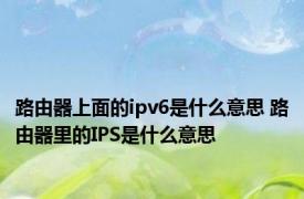 路由器上面的ipv6是什么意思 路由器里的IPS是什么意思