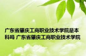 广东省肇庆工商职业技术学院是本科吗 广东省肇庆工商职业技术学院