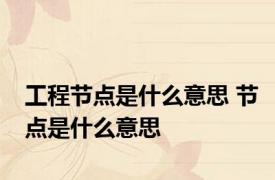 工程节点是什么意思 节点是什么意思