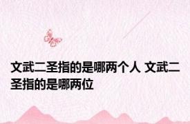 文武二圣指的是哪两个人 文武二圣指的是哪两位
