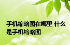 手机缩略图在哪里 什么是手机缩略图