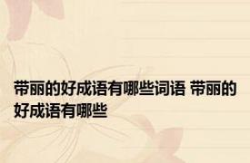 带丽的好成语有哪些词语 带丽的好成语有哪些