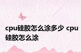 cpu硅胶怎么涂多少 cpu硅胶怎么涂