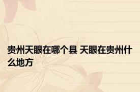 贵州天眼在哪个县 天眼在贵州什么地方