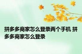拼多多商家怎么登录两个手机 拼多多商家怎么登录