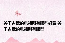 关于古玩的电视剧有哪些好看 关于古玩的电视剧有哪些