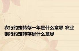 农行约定转存一年是什么意思 农业银行约定转存是什么意思